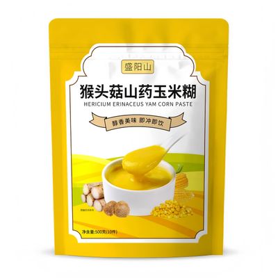 JOIYSVEN-Lion's Mane Mushroom, Yam, and Corn Porridge, 500g/bag, individually packaged, instant and ready to drink. Made with corn flour, nutritious and filling, 0 added sugar, low-calorie,
