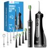 JTF Electric Toothbrush with Water Flosser Combo, 2-in-1 Portable Oral Clean Kit for Teeth Brushing & Flossing,Multiple Modes for Teeth Cleaning and Gum Health Home & Travel Use, Black view 1