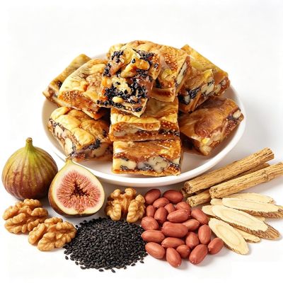 Astragalus Codonopsis Fig Pie with Walnut, Black Sesame & Mulberry, Ready to Eat Individual Packaging, Nutritious Healthy Snacks, Crispy Outside & Glutinous Inside. (300g)