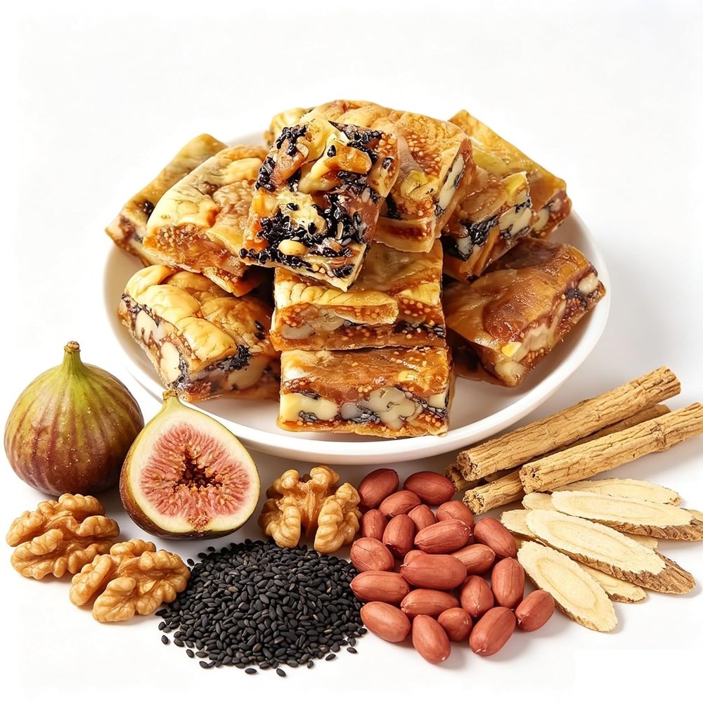 Astragalus Codonopsis Fig Pie with Walnut, Black Sesame & Mulberry, Ready to Eat Individual Packaging, Nutritious Healthy Snacks, Crispy Outside & Glutinous Inside. (300g)
