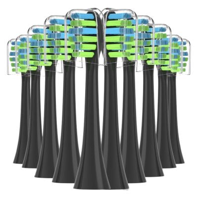 10PCS Replacement Toothbrush Heads Compatible for 7am2m AM101/AM105 Vacuum Soft Bristle Nozzles(10PCS Black)