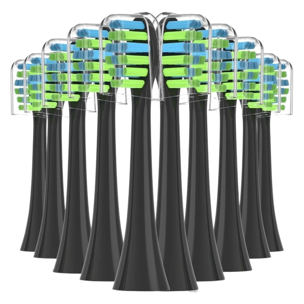 10PCS Replacement Toothbrush Heads Compatible for 7am2m AM101/AM105 Vacuum Soft Bristle Nozzles(10PCS Black)