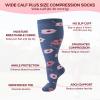 4 Pairs Plus Size Compression Socks for Women & Men, 2030 mmHg Wide Calf Knee High Socks, Flight & Travel Support, Best for Circulation, Running, Nursing, Athletic Use view 3