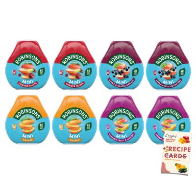 Mini On-the-Go Fruit Squash Variety Pack 66ml, Summer Fruits, Apple & Blackcurrant, Orange, Passion Fruit & Mango, 8 Bottles
