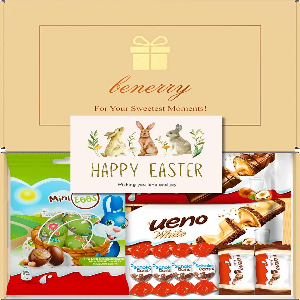 Benerry Chocolate Gift Box Hamper - 9 Treats Easter Gift - Creamy Wafer Sweet Box of Chocolates