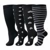 4 Pairs Plus Size Compression Socks for Women & Men, 2030 mmHg Wide Calf Knee High Socks, Flight & Travel Support, Best for Circulation, Running, Nursing, Athletic Use view 1