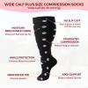 4 Pairs Plus Size Compression Socks for Women & Men, 2030 mmHg Wide Calf Knee High Socks, Flight & Travel Support, Best for Circulation, Running, Nursing, Athletic Use view 3