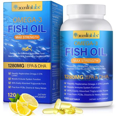 Omega 3 Fish Oil Capsules, High Purity Fish Oil Supplement, 120 Capsules, Clean Formula, Tested for Heavy Metals