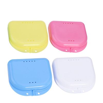 IWOWHERO 4pcs Dental Retainer Cases Portable Orthodontic Denture Boxes Visible Oral Care Storage for Braces and Invisible Aligners, Random Color