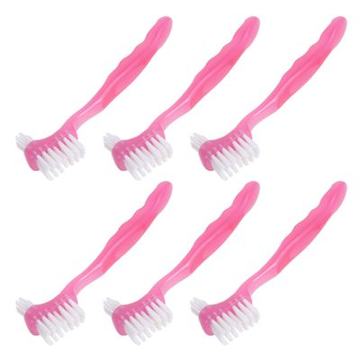 BESTYASH 6pcs Dual-Ended Soft-bristled Denture Cleaning Brush for False Teeth Portable and Compact Denture Brush Ergonomic Handle for Adult Retainer Oral Care