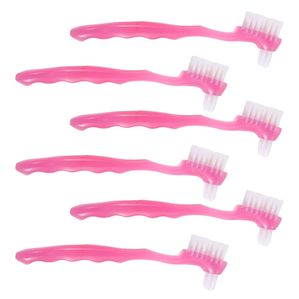 DEARMAMY 6pcs Double-Sided Denture Cleaning Brush False Teeth Brushes Soft Bristle Dental for Elderly Patients Travel Denture Clean