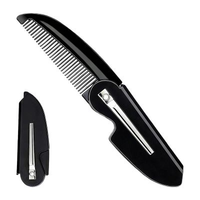 Beard Brush Men - Portable Mustache Styling, Folding Pocket with Travel Size, Hair Comb with Compact Design, Grooming Tool Kit, Salon Hairdressing for Adults Dorm Commute