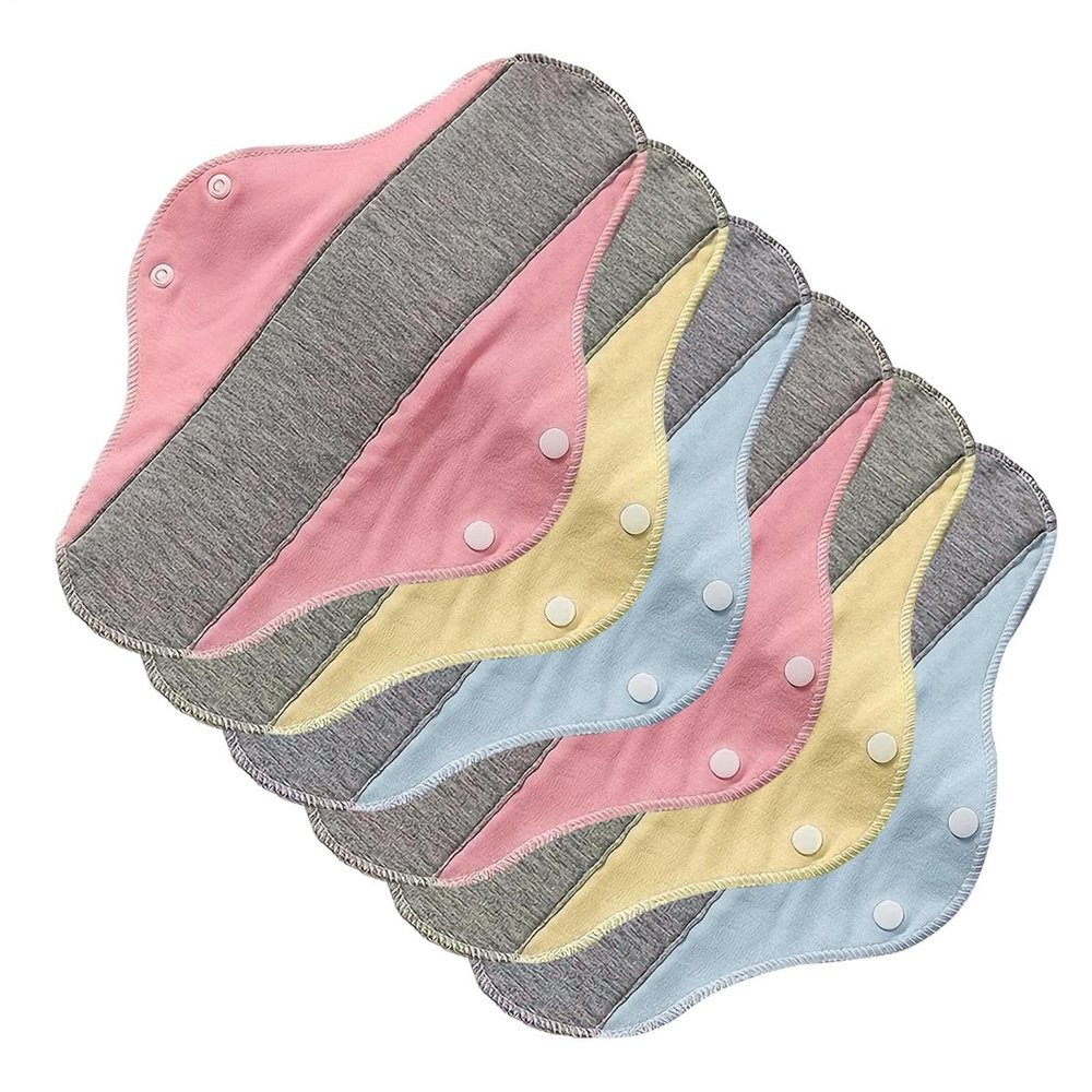 6pcs Reusable Sanitary Towels Pads for Elderly, Washable Cotton Panty Liners, Leak-Proof Adult Period Pads for Elderly Care, Postpartum Recovery, Daily, Home,Travel (Random Color)