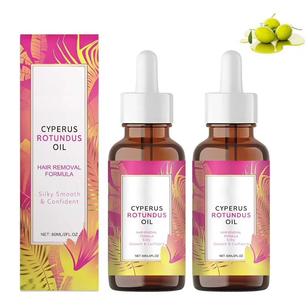 2 Pcs Cyperus Rotundus Oil for Hair Removal, Moisturizing Soothing Treatment for Skin Reducing Body Hair Growth Silky Smooth