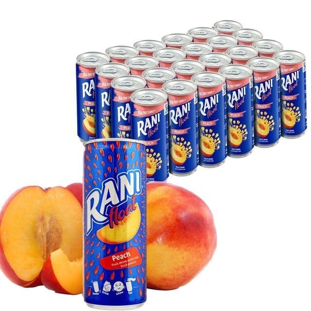 Anjoman Rani Peach Float Drink with Real Fruit Pieces 240ml (Pack of 24) | Real Fruit Juice with Peach Bits | Premium Tropical Soft Drink
