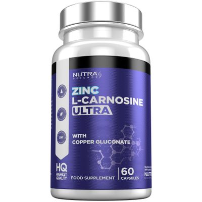 Zinc L-Carnosine Ultra High Strength 81MG Zinc L Carnosine + Copper Digestive & Gastric Support Zinc Supplement 60 Vegan Capsules