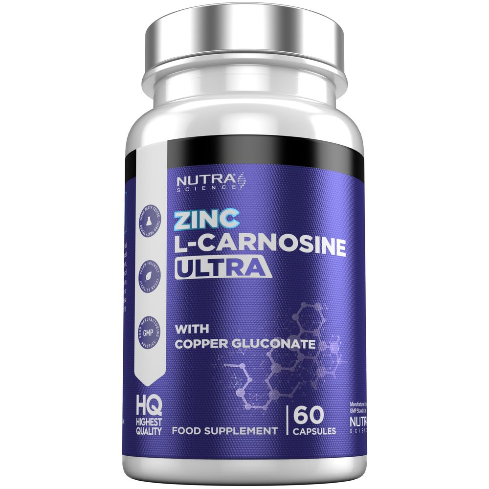 Zinc L-Carnosine Ultra High Strength 81MG Zinc L Carnosine + Copper Digestive & Gastric Support Zinc Supplement 60 Vegan Capsules