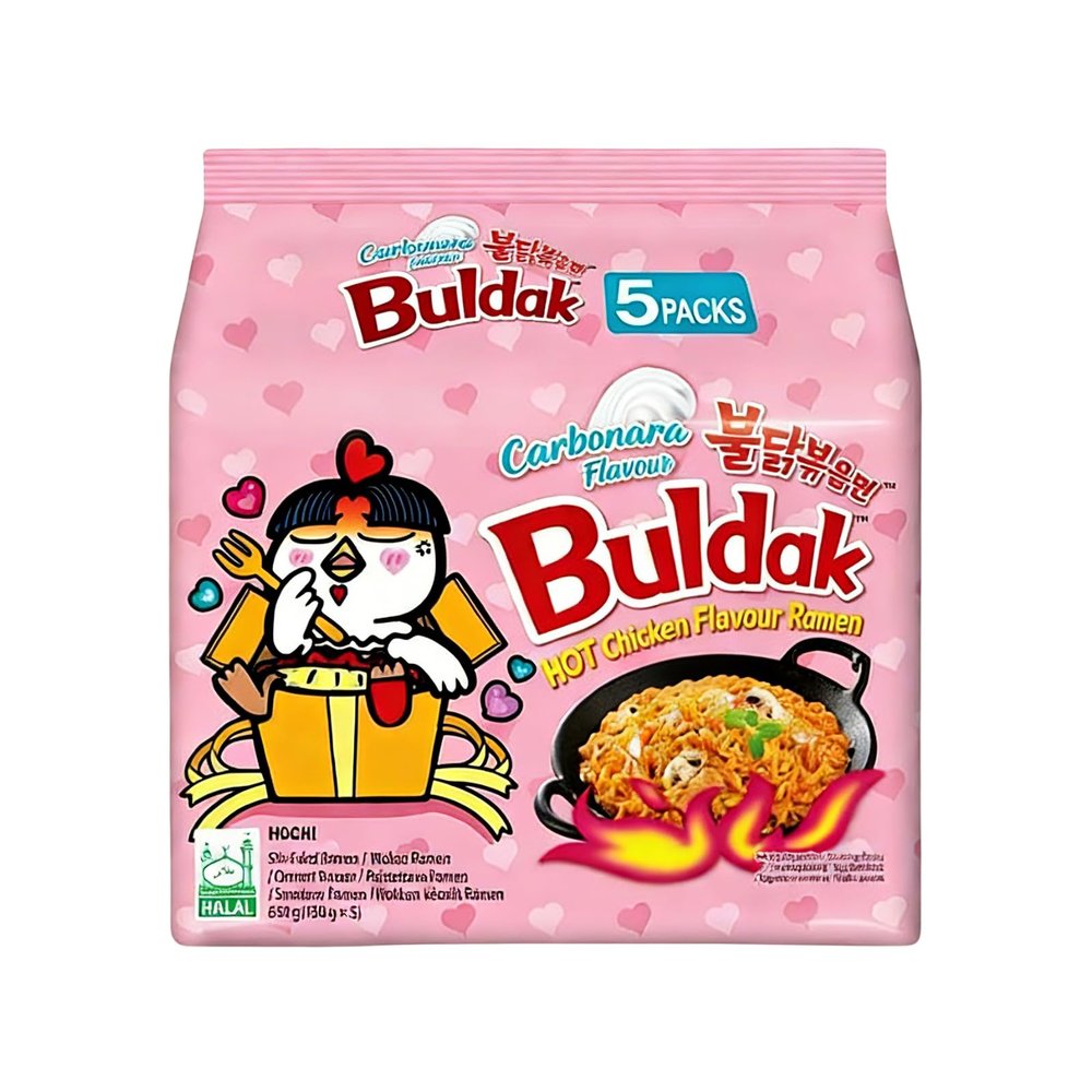 Buldak Noodles Hot Chicken Flavor Ramen 5 Pack (130g each)- Ramen Instant NoodlesExcellent for Snack and Soups