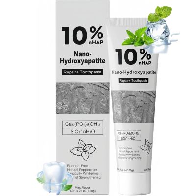 10% Nano-Hydroxyapatite Toothpaste, Hydroxyapatite Enamel Care Toothpastes for Sensitive Teeth, Enamel Repair & Strengthening, Fluoride-Free, Gentle Mint Flavor, Daily Protection, Fresh Breath (120g)