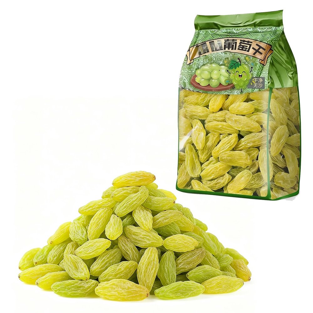 500g Soft Green Raisins - Ready-to-Eat Dried Fruit Snack For Baking, Oatmeal & Yogurt, No Added Sugar, Resealable Bag
