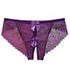 2026 Women's Underwear Seductive Lace with Hollow Back Open Crotch Seductive Bow for Pure Seduction (Purple, L) view 1