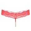 2026 Elegant Lace T-Shirt with Integrated Pearl Massage as Seductive Women's Thong in Transparent Design, red, One Size view 1