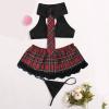 2026 Women's Costume Lingerie Set for Seductive Cosplay with Checked Skirt Outfit (Black, XL) view 2