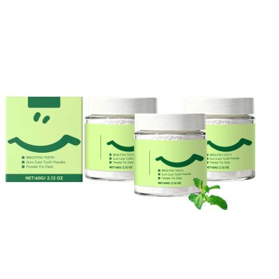 Gum Collagen Powder for Teeth, Strengthening Oral Care Powder, Teeth Whitening Kit That Removes Coffee, Tea, Wine Stains - Mint Flavor, Gum & Enamel Protection Tooth Powder for Daily Use (3Pc)