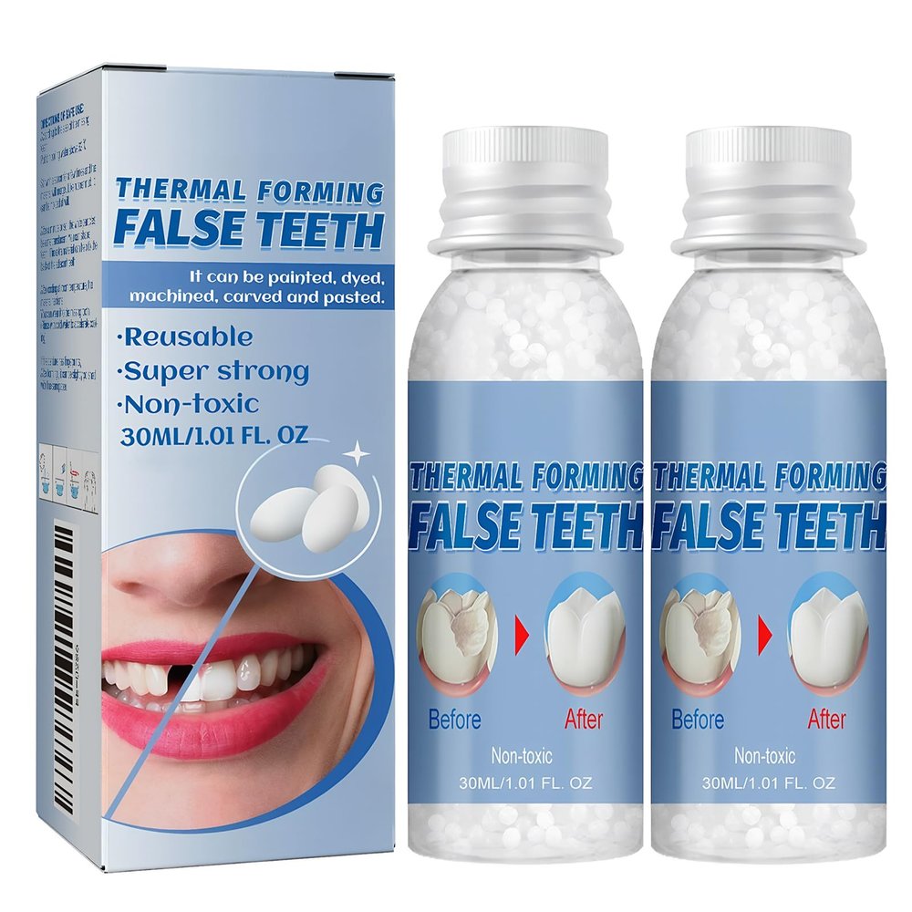 2 Pcs Tooth Filling Repair Kit, Temporary Tooth Filling for Missing Broken Tooth Replacement Dislodged Crowns, Secure Fit Thermal Forming