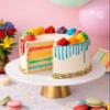 Patisserie Valerie Rainbow Celebration Cake 5 Layer Vanilla Sponge with Rainbow Cream Filling, Swiss Meringue Buttercream, Funfetti Sprinkles & Chocolate Drip Birthday Cake Delivery Vegetarian view 2