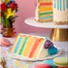 Patisserie Valerie Rainbow Celebration Cake 5 Layer Vanilla Sponge with Rainbow Cream Filling, Swiss Meringue Buttercream, Funfetti Sprinkles & Chocolate Drip Birthday Cake Delivery Vegetarian view 3