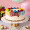 Patisserie Valerie Rainbow Celebration Cake 5 Layer Vanilla Sponge with Rainbow Cream Filling, Swiss Meringue Buttercream, Funfetti Sprinkles & Chocolate Drip Birthday Cake Delivery Vegetarian view 4