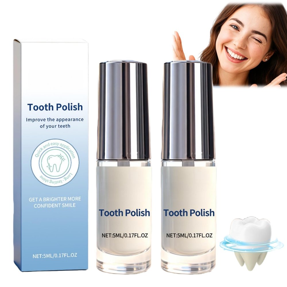 2Pcs Tooth Polish,Natural Teeth Whitening Paint,Portable & Long-Lasting Tooth Polish,Fast and Effective Teeth Stain Removal,Portable & Easy to Use,Gentle Whitening Care