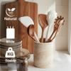 BekPooQ Travertine Stone Utensil Holder, Natural Beige, 6 Inch Height, 5 Inch Width, 5.51 Pounds view 3