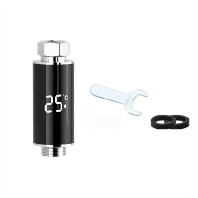 EffiFish Digital Shower Thermometer, Hydroelectric Powered LED Display With 3-Color Temp Indicator (0-99C), For Bathroom/Kitchen/Hot Tub(B)