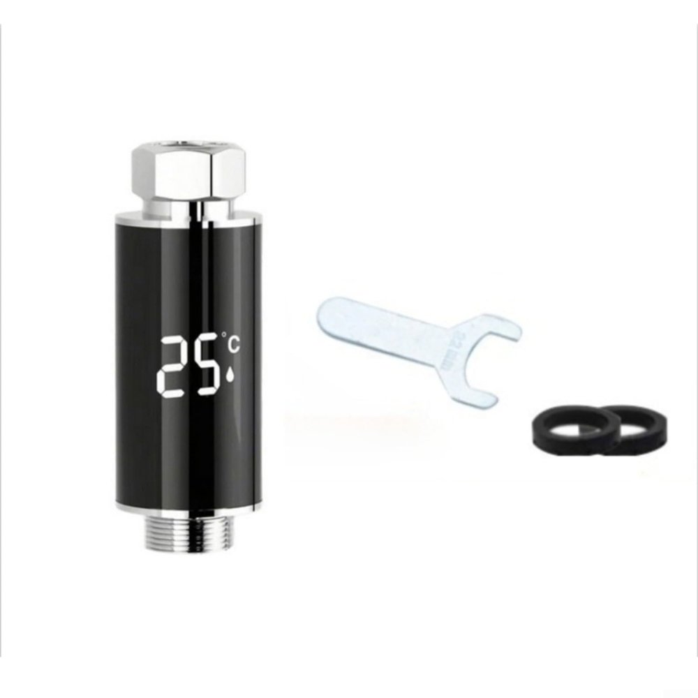 EffiFish Digital Shower Thermometer, Hydroelectric Powered LED Display With 3-Color Temp Indicator (0-99C), For Bathroom/Kitchen/Hot Tub(B)