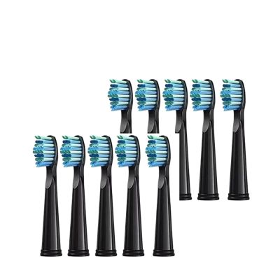 Compatible for KVIFO 3-10 Pcs Replacement Brush Heads Compatible for Seago for Toothbrush Head Bristle Refill Tooth Clean(10 pcs Black)