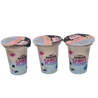 Fluffy strawberry and raspberry candy floss spun sugar sweet in sealed cup vegan friendly fairground treat 20g each (12)