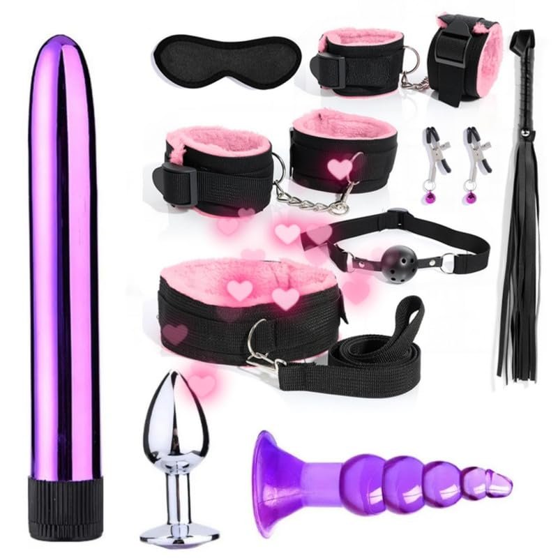 10-Piece Pink Nylon Indoor Partner Yoga Fitness Multi-Functional Set, Various Hip Training Fitness Accessories for Couples