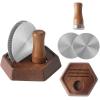 4-Piece 53.3mm Espresso Puck Screen with Stand & Magnetic Wooden Handle view 1