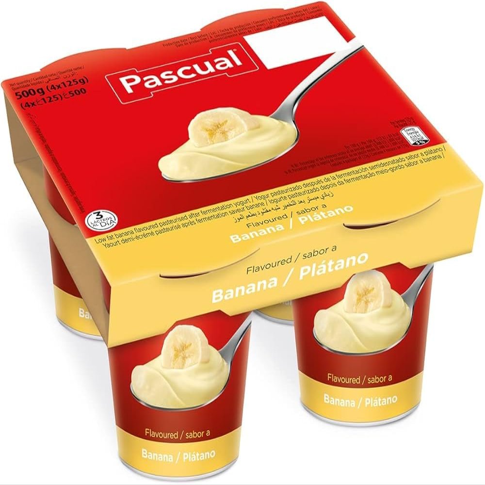 Pascual Original Fruit Yogurt Macedonia 4 x 125 g Pack of 4 Creamy Yogurts with Mixed Fruit