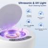 49KHz Ultrasonic Retainer Cleaner,180ml Ultrasonic Cleaner Machine,Portable Ultrasonic Tooth Cleaner with 5 Timer Modes for Retainers,Jewellery,Glasses,Dentures,Rings,Aligners,Braces,Watches Use view 2