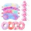 12 PCS Sleepover Party Supplies for Women, Fluffy Eye Mask Set with Blindfolds, Sleeping Mask for Women, with Hair Ties and Drawstring Bags, Ideal for Travel and Home Use view 1