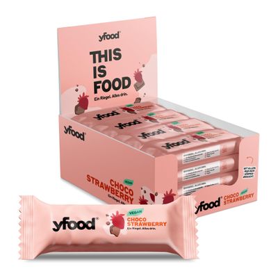 yfood Choco Strawberry vegan bar - easy and delicious meal replacement with 13 g protein & all important nutrients