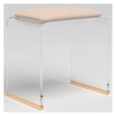 Acrylic Shower Stool with Padded Seat - Clear Bath Chair for Bathroom or Makeup Room - No Assembly Required - Lightweight Elegant Design for Ultimate Comfort