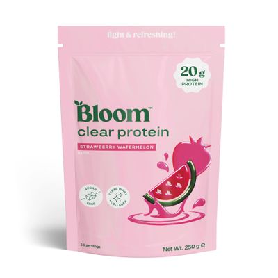 Bloom Nutrition Clear Protein Powder Strawberry Watermelon Flavour Whey Protein Isolate & Collagen Peptides Light & Refreshing Protein Drink Mix 20g Protein per Serving