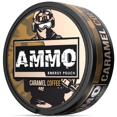 Ammo Energy Pouch Caffeine Pouches Pouches Caramel Coffee - Pepper Mint - Tropic Thunder Zero-Calorie Energy Boost 20 Count 100mg (Caramel Coffe)