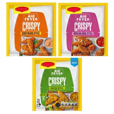 Air Fryer Crispy Seasoning Mix, Katsu, Southern, Korean BBQ Style, 70g Each, Pack of 3, No Artificial Colours, Flavours or Preservatives