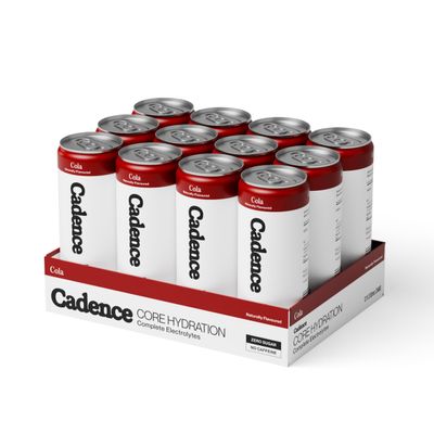 Cadence Core Electrolyte Hydration Drink - Sugar Free, Zero Caffeine - Essential Electrolyte Blend, Sodium, Potassium & Magnesium - Daily Use For Rehydration, Zero Calories - Cola - 12 x 330ml Cans