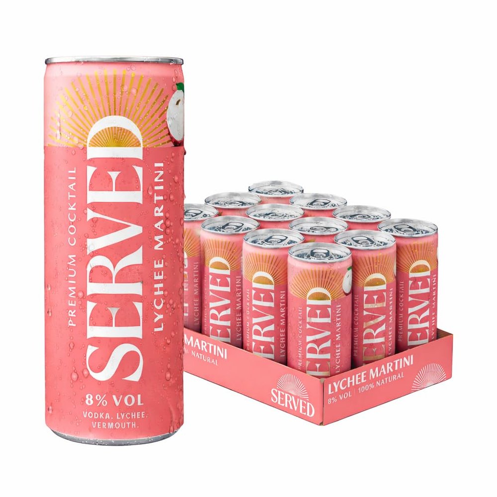 SERVED Lychee Martini Cocktails, 8% ABV, 12 x 125ml Cans
